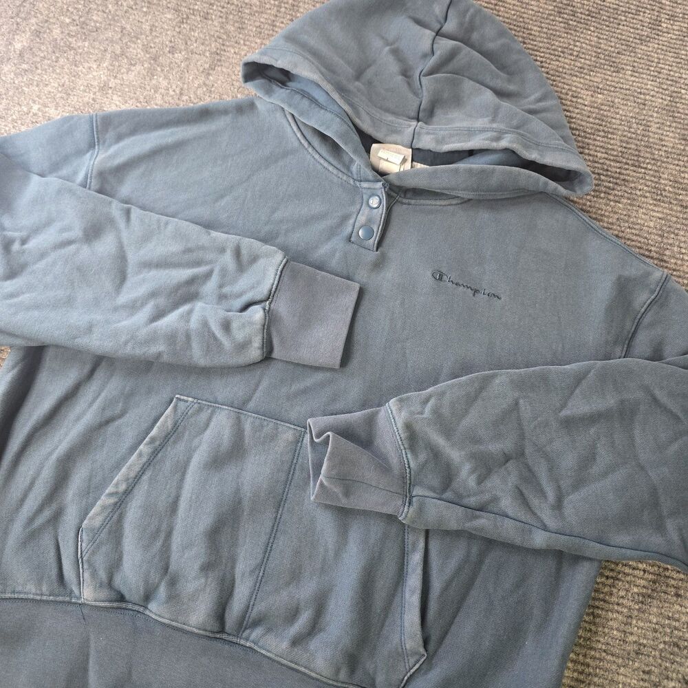 Champion Women's Pullover Faded Teal Warm Fleece Hoodie Large Front Pocket